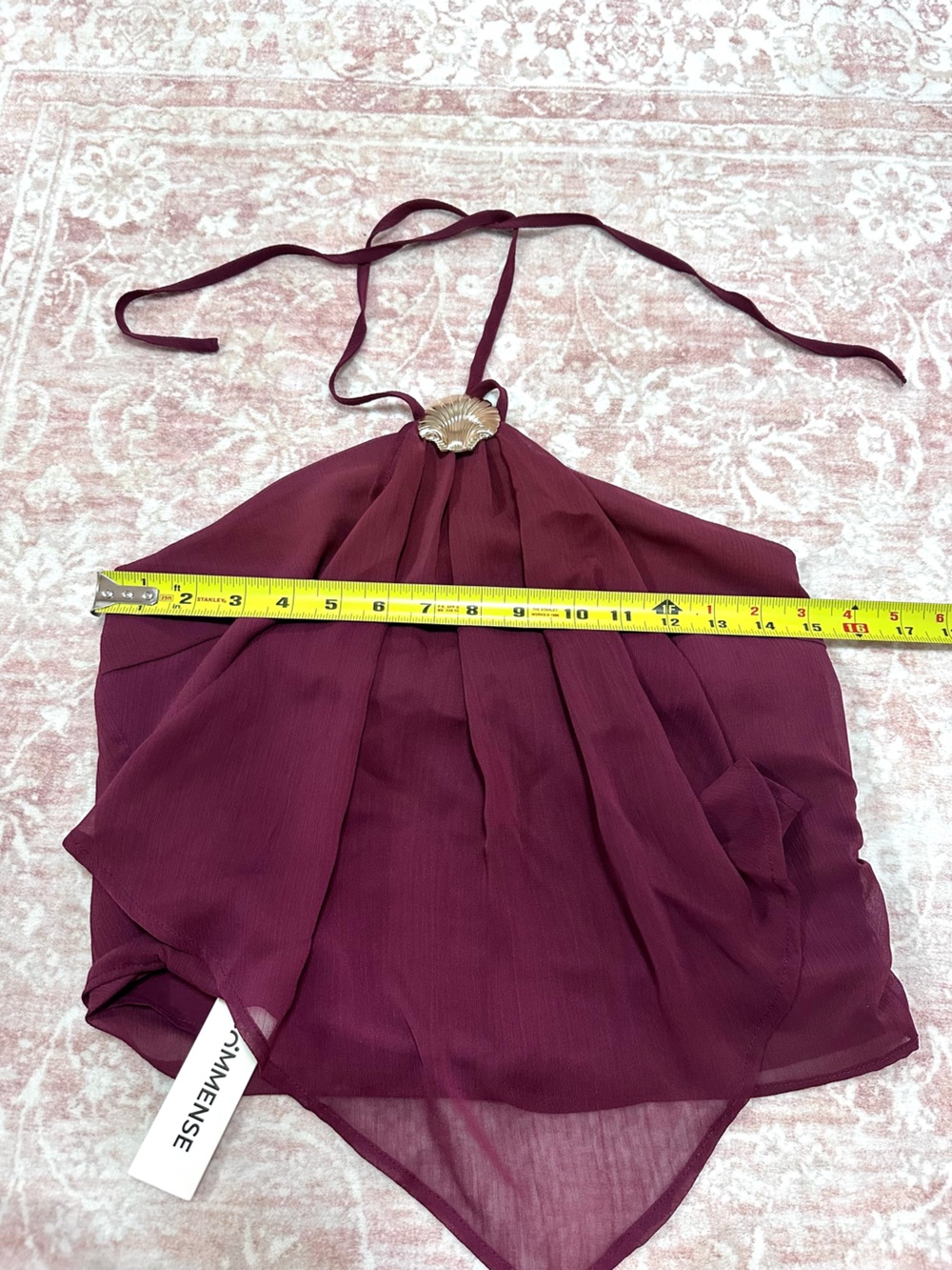 NWT 🥀 Commense Chiffon Halter Top W/ Golden Shell - Picture 10 of 10